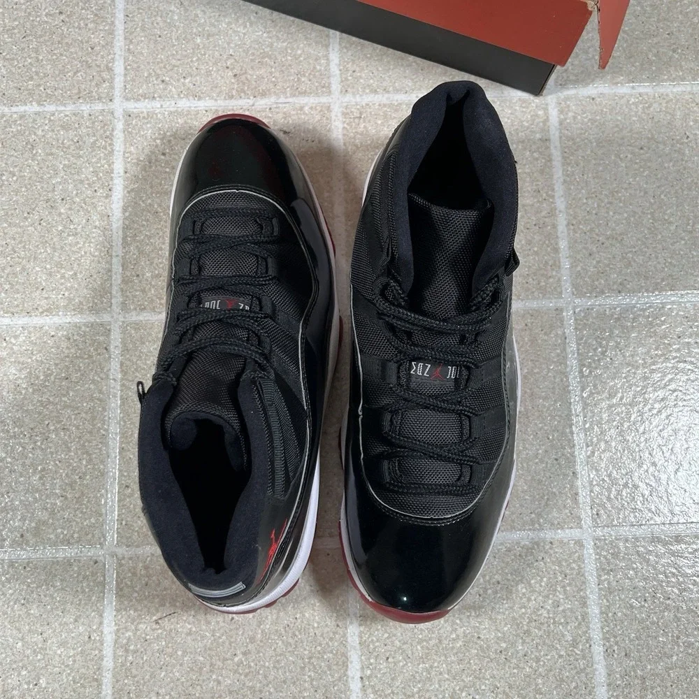 Jordan 11 Retro High Bred 2019 Size 11 Pre-Owned 378037-061 Black Red - Picture 7 of 10